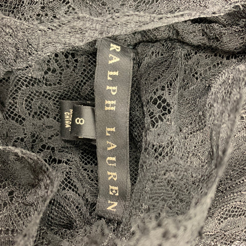 RALPH LAUREN Black Label Size 8 Black Lace Viscose / Polyamide Dress Top