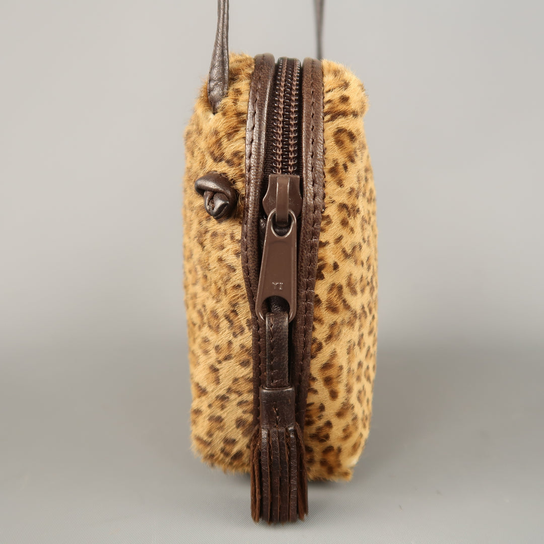 BOTTEGA VENETA Bolso bandolera mini con pelo de pony y leopardo