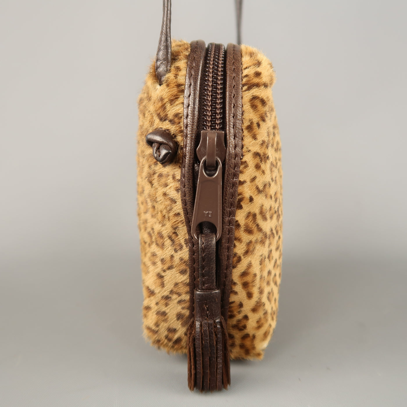 BOTTEGA VENETA Leopard Pony Hair Mini Cross Body Handbag