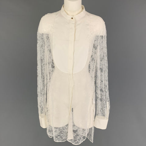 PORTS 1961 Size M White Viscose Blend Lace Tunic Shirt