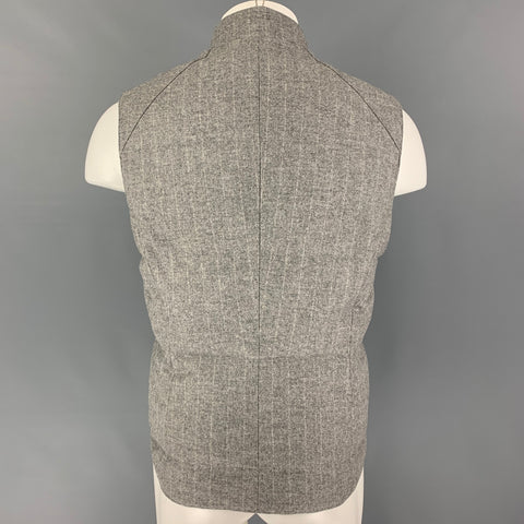 BRUNELLO CUCINELLI Size S Light Gray Stripe Wool Cashmere Zip Up Vest