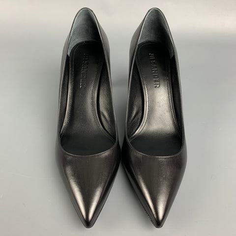 JIL SANDER Size 8 Black Leather Pumps