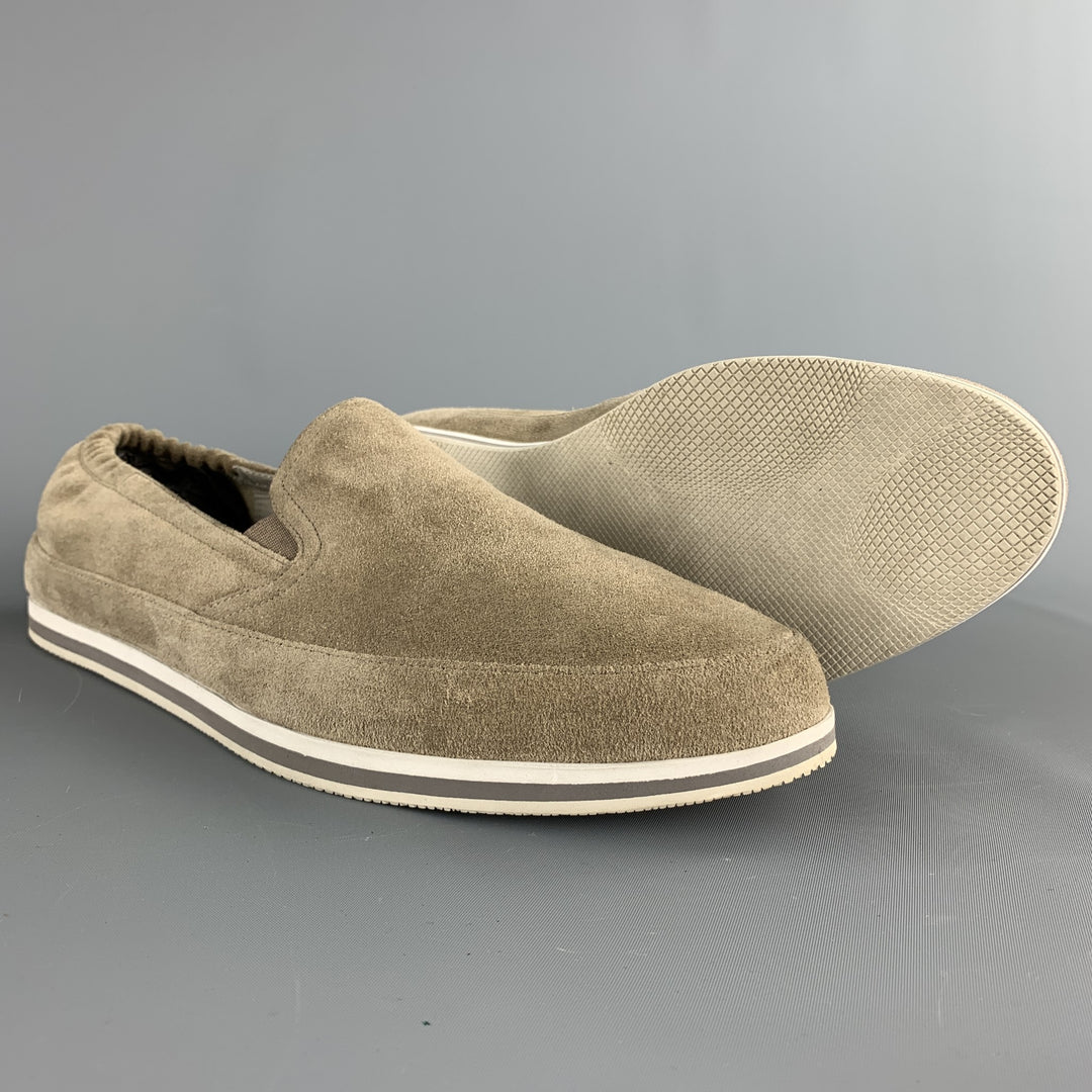 PRADA Size 9 Taupe Suede Slip On Loafers