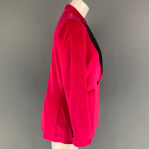 PAUL &amp; JOE Chaqueta con solapa de pico de terciopelo de algodón rosa y negro talla 6
