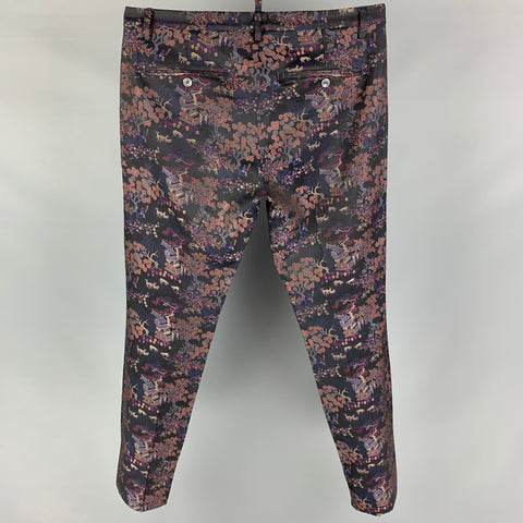 DSQUARED2 Taille 32 Pantalon habillé noir en mélange d'acétate jacquard multicolore avec braguette zippée