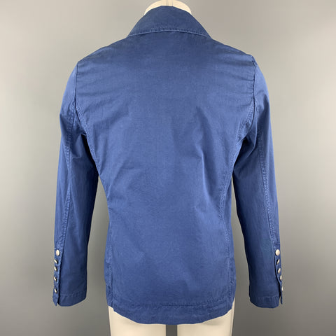 ESCALES Size M Blue Cotton Double Breasted Embossed Buttons Jacket