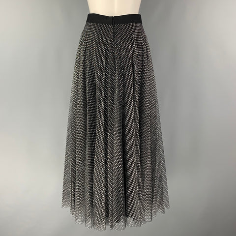CHRISTOPHER KANE Size 4 Black Silver Polyamide Blend Mesh A-Line Skirt