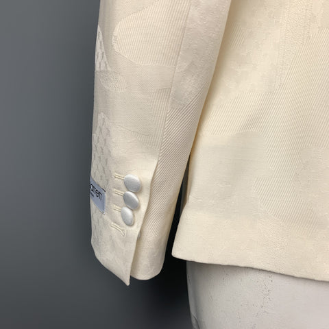 NEIL BARRETT Size 44 Cream Jacquard Wool Peak Lapel Sport Coat