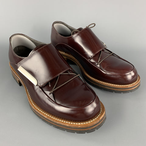 PORTS 1961 Size 8 Burgundy Leather Tab Closure Lace Up Shoes