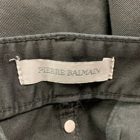 PIERRE BALMAIN Size 36 Black Cotton Zipper Detail Jeans