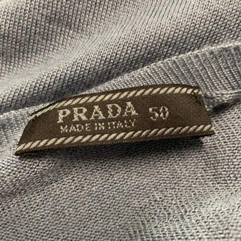 PRADA Size M Blue Grey Color Block Cashmere  Silk Short Sleeve Pullover