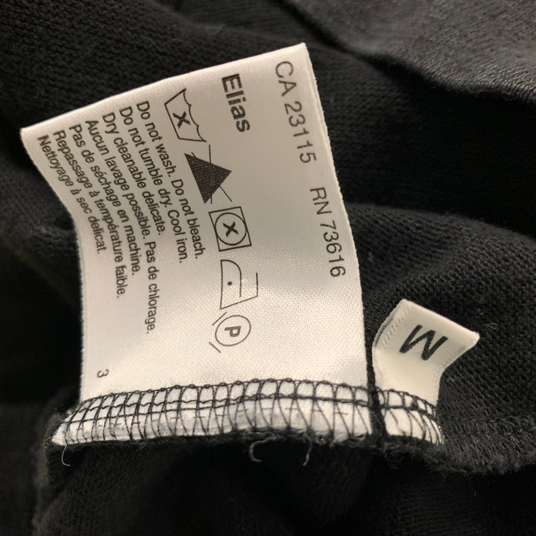 BOSS by HUGO BOSS Size M Black Contrast Stitch Linen &  Cotton Crew-Neck Pullover