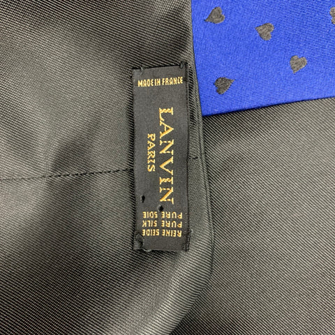 LANVIN Size XL Royal Blue Heart Print Silk Buttoned Vest