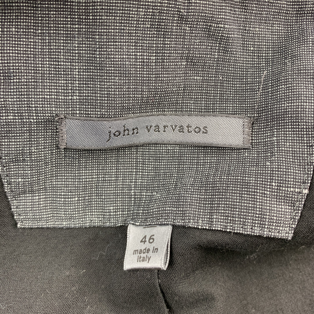 JOHN VARVATOS Size 36 Dark Gray Heather Linen / Cotton Sport Coat