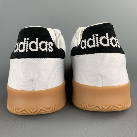 ADIDAS Size 12 White & Black Stripe Fabric Lace Up Sneakers