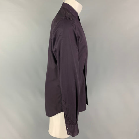 LAB by PAL ZILERI Size M Eggplant Cotton Epaulettes Long Sleeve Shirt