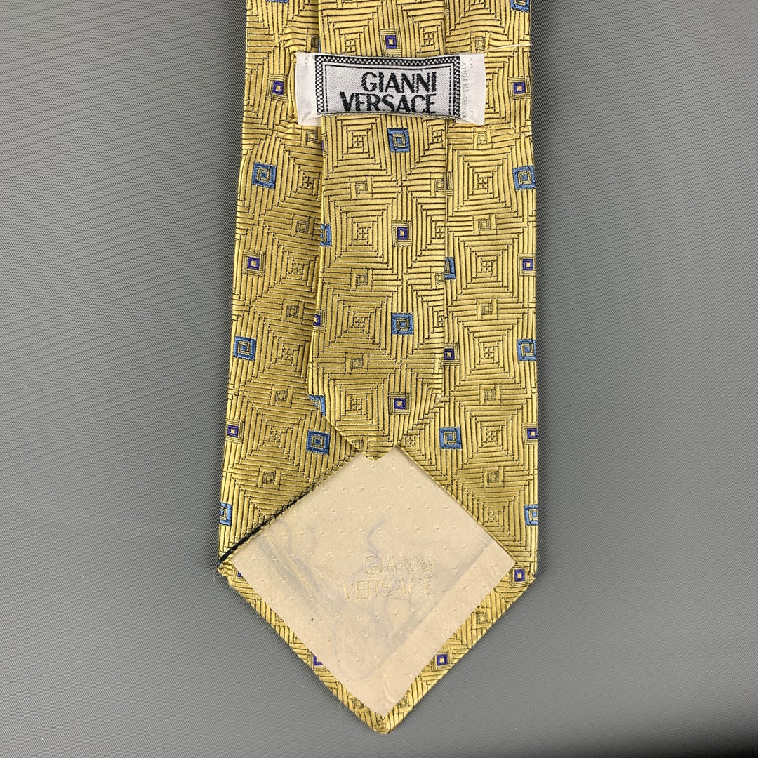 VERSACE Gold & Blue Squares Silk Tie – Sui Generis Designer Consignment
