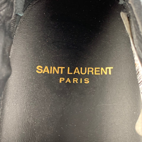 SAINT LAURENT Size 10 Black White Stripe Canvas Lace Up Sneakers