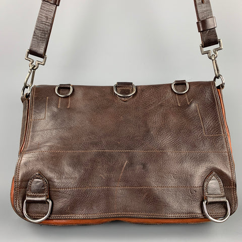 DRIES VAN NOTEN Sac messager rectangulaire en cuir marron