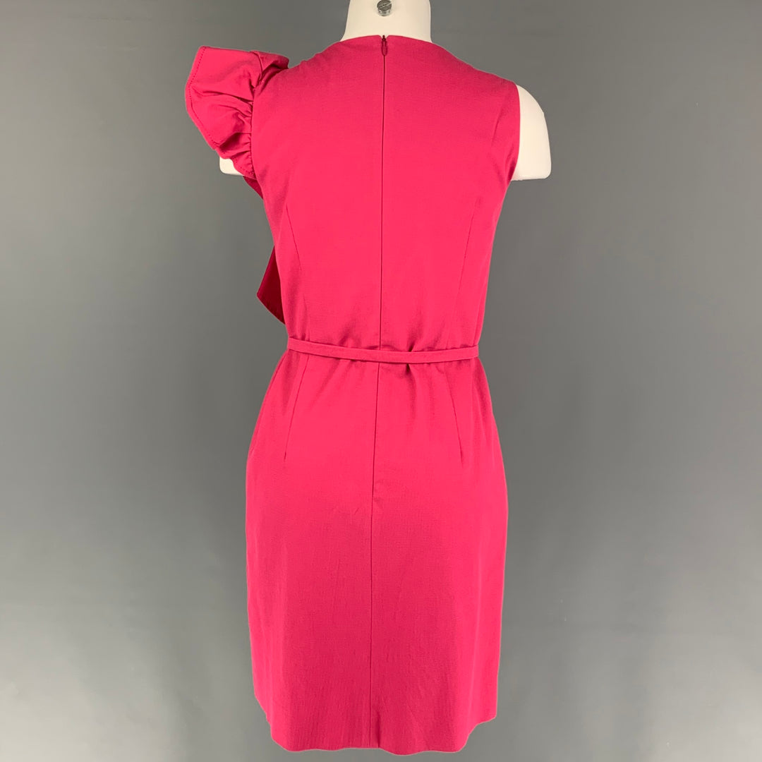 RED VALENTINO Size 8 Pink Cotton Ruffle Belted Dress