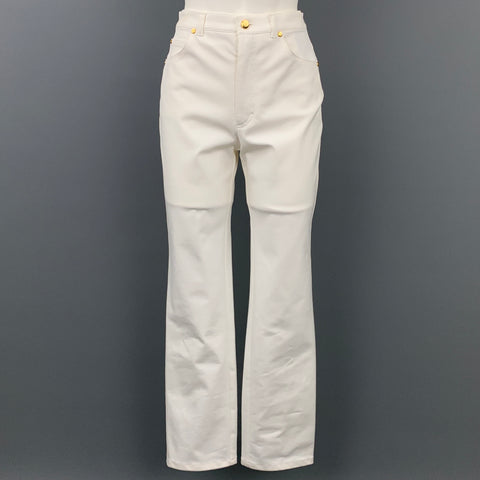 ESCADA Taille 4 Pantalon habillé en coton stretch blanc