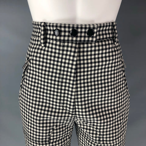 MIU MIU Size 2 Black White Wool Gingham Casual Pants