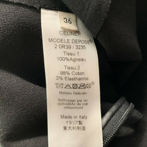 CELINE Size 4 Black Lamb Skin Short Sleeve Casual Top