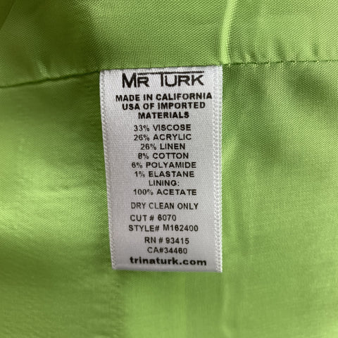 MR. TURK Size 40 Aqua Woven Viscose Blend Notch Lapel Sport Coat