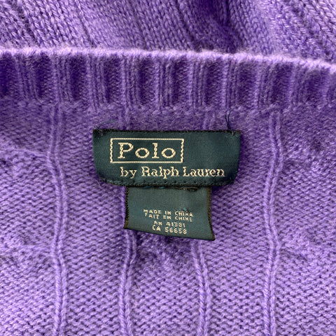 POLO by RALPH LAUREN Size S Purple Cable Knit Cashmere Crew-Neck Sweater