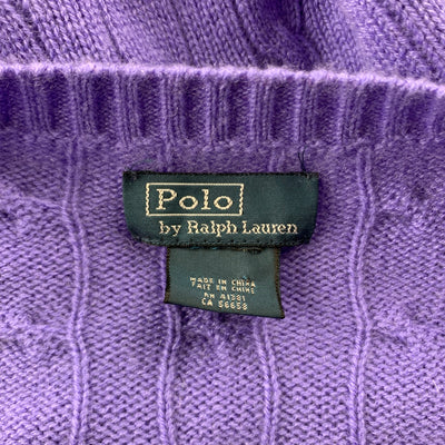 POLO by RALPH LAUREN Size S Purple Cable Knit Cashmere Crew-Neck Sweater