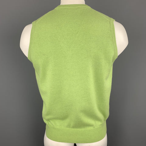 BALLANTYNE Size XL Light Green Cashmere V-Neck Sweater Vest