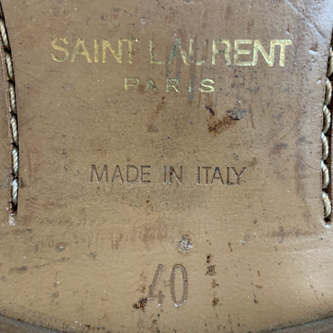 SAINT LAURENT Size 7 Tan Solid Leather Ankle Boots