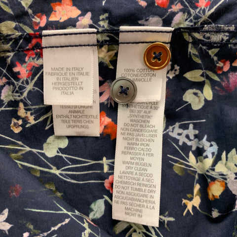 PAUL SMITH Size M Navy Multi-Color Floral Cotton Long Sleeve Shirt