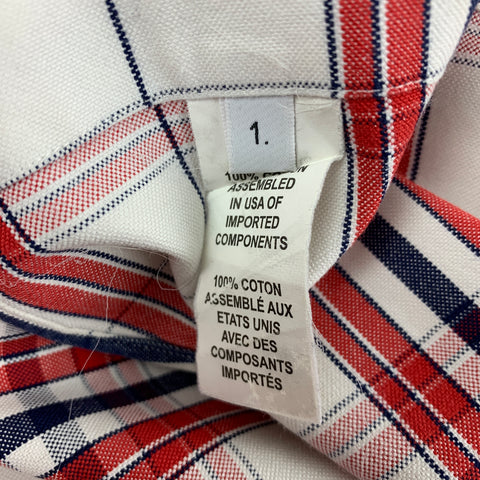 THOM BROWNE Size M White & Red Plaid Cotton Oxford Long Sleeve Shirt