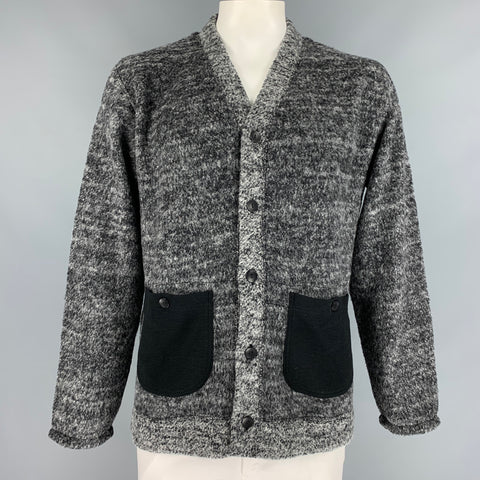 JUNYA WATANABE Size L Grey & Black Heather Wool / Nylon Buttoned Cardigan