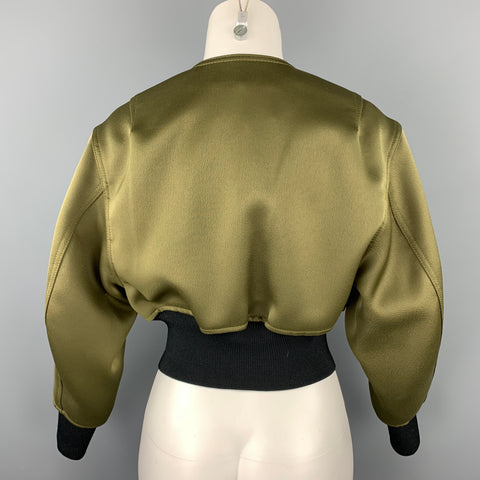 3.1 PHILLIP LIM Size 2 Olive Satin Polyester Bomber Jacket