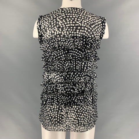 JASON WU Size 6 Black & White Viscose & Silk Dots Blouse