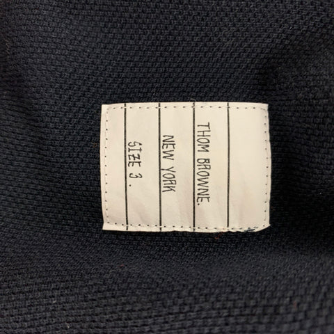 THOM BROWNE Size L Navy White Red Pique Crew-Neck T-shirt