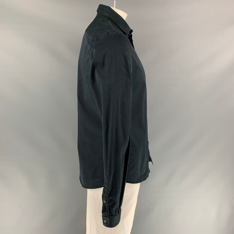 GUCCI Duke Talla L Camisa de manga larga con botones de sarga negra