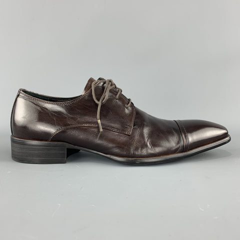 KENNETH COLE Taille 8 Cuir marron foncé Bout carré à lacets