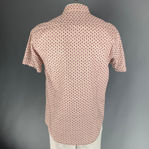 ETRO Taille 44 Chemise à manches courtes en coton à pois blancs roses