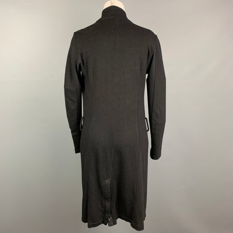 THEODOR Size XS Black Ribbed Cotton Blend Long Jacket