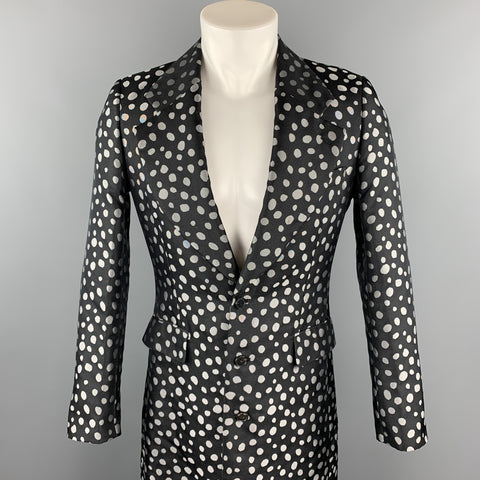 COMME des GARCONS HOMME PLUS Size S Black & Silver Dots Polyester Coat