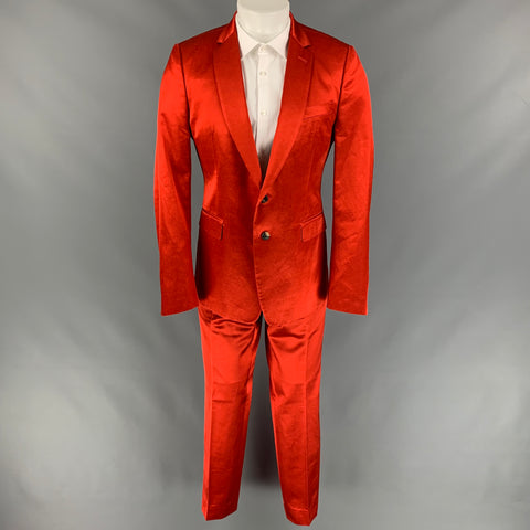DRIES VAN NOTEN Size 40 Orange Cotton / Viscose Notch Lapel Suit