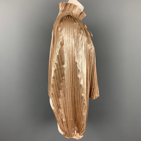 CÉRÉMONIE D’OUVERTURE Taille 10 Blouse en polyester plissé métallisé doré