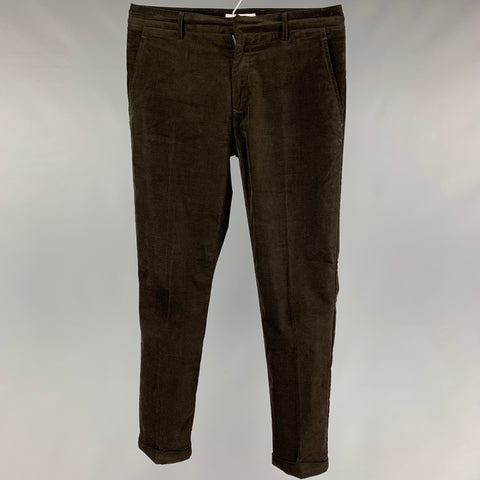 LIDEAL Size 29 Brown Corduroy Flat Front Casual Pants