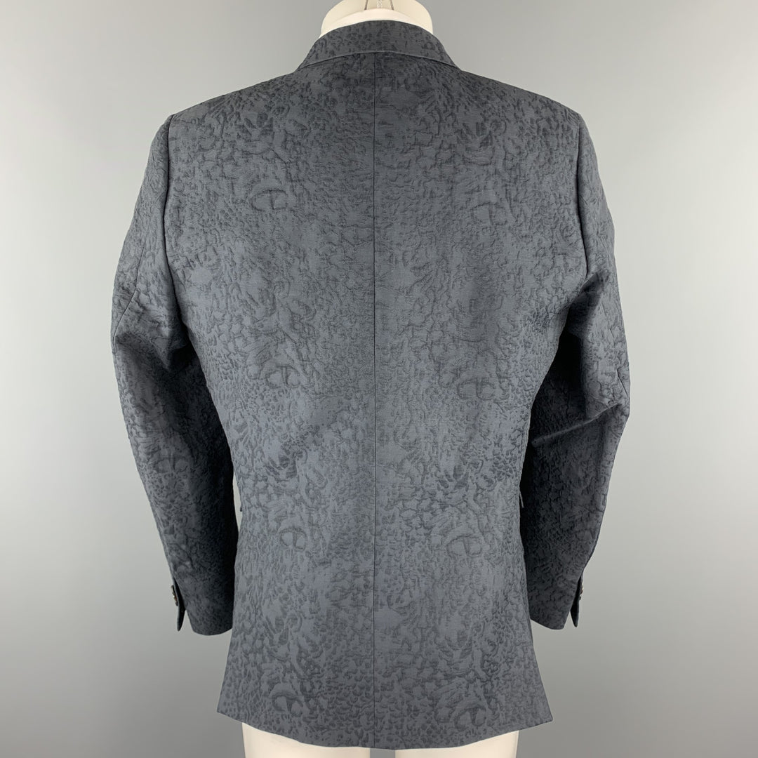 PAUL SMITH Size 42 Slate Jacquard Cotton / Nylon Notch Lapel Sport Coat