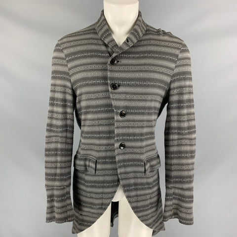 NUMBER (N)INE Size L Gray Stripe Cotton / Cashmere Buttoned Tails Coat
