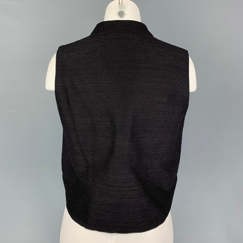KAAREM Size S Black Silk Cropped Blouse