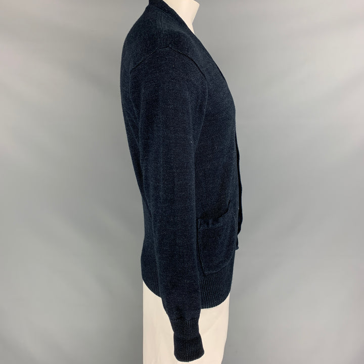 45rpm Size L Indigo Knitted Cotton Buttoned Cardigan